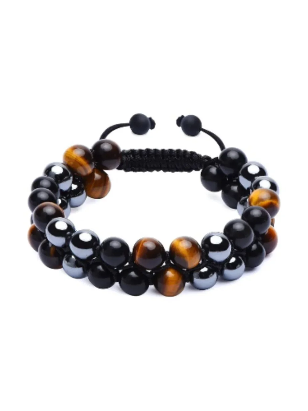 Tiger Eye Obsidian Hematite Protection Bracelet Dear Father Gift Adjustable